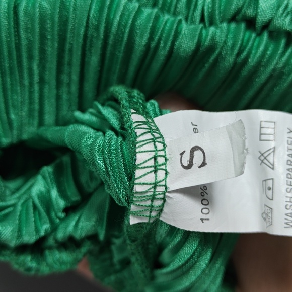 Oversized 2piece Pleated Long Sleeve Button Blouse Top Wide Leg Short Set Size S - Picture 13 of 16